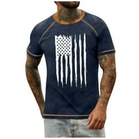 Muška majica Muška majica Raglan Vintage kratki rukav Okrugli vrat Dan Nezavisnosti Ispiši gornji plavi 3xl