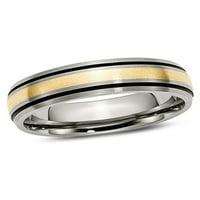 MENS Antiqued Titanium vjenčani prsten sa 14K zlatnim umetkom