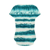 Zunfeo vrhovi za žene - džemper s kratkim rukavima otisnuta V-izrezom Novi dolazak T majica zelena 2xl
