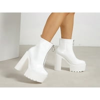 Rotosw Dame Boot Chunky Booties Visoke potpetice Zimske čizme protiv klizanja Platform Party Fashion White 5.5