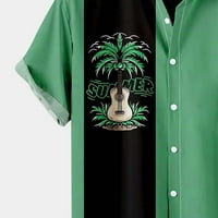 Muške majice Patchwork ispisani ovratnik kratkih rukava kratki rukav ljetni havaji casual labav uredske