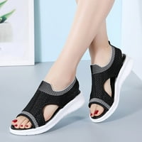 Ženske sandale otvorene nožne cipele Udobnost udubljeni ležerni klinovi Mrežne papuče za žene Crna veličina