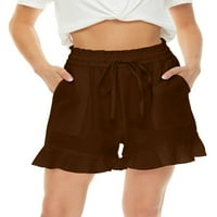 Niuer Women Mini Pant Bermuda kratke vruće hlače Široka lega Ljeto Plaža Kratke hlače Labavi dno Kapa