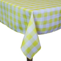 Ultimate Textile Square Poliester Gingham karirani stolnjak - za piknik, vanjsku ili unutarnju upotrebu, limun i bijelo