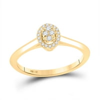 Ženska kruta 14kt Žuto zlato okrugla Diamond Oval modni prsten CTTW Veličina prstena 6,5