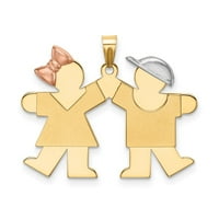 Auriga 14K tri-boja zlatna mala djevojka na lijevom dječaku na desnom šarm privjesak za žene