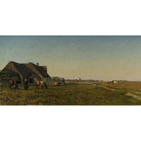 Franz Korwan Crni ukrašeni drveni okviriran dvostruki matted muzej umjetnosti pod nazivom: pejzaž sa farmom