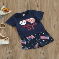 Arvbitana 0- mjeseci dječački dječaci odjeću 4. jula Set pisma Ispis majica kratkih rukava + kratke dogradne patriotske neovisnosti odjeća