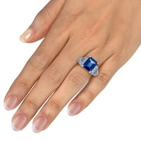 CTTW je stvorio plavi safirni prsten. Sterling srebrna smaragdna veličina odrasla osoba