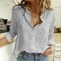 Ženski ležerni gumb dolje majice v Posteljina na dugih rukava na dugih rukava uredski radni bluze za