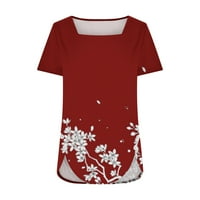 Yyeselk majice za žene trendi ljetno gradijent boje tisak Split HEM tunic vrhovi casual kvadratnih vrata