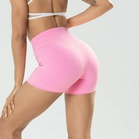 Fabiurt ženske sportske tajice Ženska dizanje visokog struka Elastične gamaše Sportska joga fitness tri točke kratke hlače, ružičasta