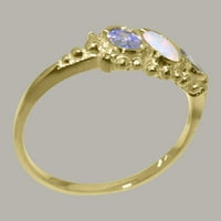Britanci napravio je 10k žuto zlato stvarni originalni Opal i tanzanite ženski Obećani prsten - Opcije