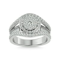 Diamond CT TW okrugli rez i ravna modni prsten baguette u 14k bijelo zlato