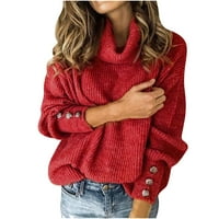 Dolight Pad, Zimski kardigan džemperi za žene, plus, prevelizirani, topli, crveni, ženski turtleneck