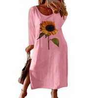 Uerlsty žene s dugim rukavima cvjetna kaftna haljina dame baggy casual tunika proretna maxi haljina