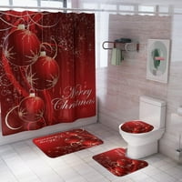 Sretan božićni tuš zavjesa sa neklizanim propisom, toaletnom prekrivom i prostirkom za kadu, crvenom balon zvijezdom za zavjese s kukama, kupatilo Božićna dekor zavjesa za tuširanje