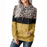 Proljetna odjeća za žene Modni Leopard patchwork košulje Kapu s kapuljačom pad pad trendi pulover dugih rukava plus veličine žute s