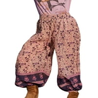 Avamo dame dno Dno crtanje palaznjo pant cvjetne tiskane hlače za odmor casual pantalone labavi fit