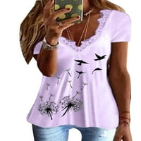Uerlsty ženske dame Ljeto majica kratkih rukava tiskane čipke bluza TEE Plus Size