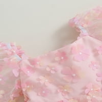 Biayxms Kids Girls Haljine ružičaste princeze haljine lisnatni rukavac cvjetni leđa Bowknot A-line haljina