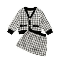 Toddler Baby Girl Plaid suknja 3Y 4Y 5Y dugih rukava jakna s dugim rukavima vrhovi zabava Tutu suknja za jesen odjeću