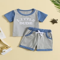 Gwiyeopda Baby Toddler Boy Summer Casual Outfits Slojevi kratkih rukava Ispiši majicu Elastični stručni gadovi