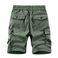 xinqinghao muške hlače casual muški kratke hlače pamuk sa džepovima Fit Classic Comfort casual prilagođene kratke hlače za vrećama Vojska zelena l