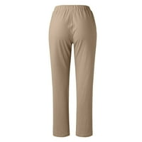 Hlače za žene Trendy Solid Color pantalona elastična traka za struku Široke noge Pocket modne pantalone