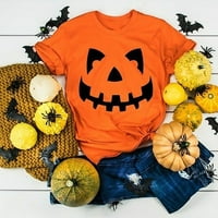 Apepal ženska modna casual Halloween Print s kratkih rukava od labave majice narančasta m