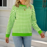 Žene casual pad pletišta Trendy dugih rukava smiješna tiskana posada pulover pulover džempere lagana lagana ogromna bluza Green l
