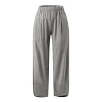 DMQupv Ljetne hlače za žene Ležerne prilike lagane pamučne ženske haljine radne pantalone za poslovna casual potez na ordinaciju sa džepovima Sivi XL