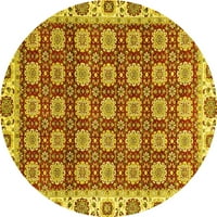 Ahgly Stroj firme prati unutarnje okrugle orijentalne žute tradicionalne prostirke, 6 'okruglo