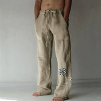Posteljine hlače za muškarce Labavi fit džepovi vuke sa širokim lukovima za noge Plaža Putovanja hlače