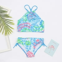 Djevojke plaža Sport dvodijelni cvijet kupaćih kostimu tiskali su dva kupaća odijela za rođendansku