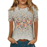 Ženska grafika modni grafički otisci Ženski kratki rukav casual bluza T-majice Beige XL