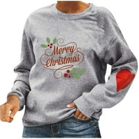 Božićne dukseve za žene Crewneck Funny Print dugih rukava na dugim rukavima Ležerne prilike labave FALL zimske pulover
