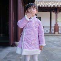 Dadaria Toddler Djevojka 3-10t Toddler Djevojke dugih rukava Nova godina Cheongsam princeza haljina + torbe za torbu za torbu ljubičasta 120, toddler