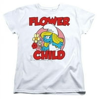 Trevco SMRF288-WT- Smurfs & Flower Child Child Short Majica majica, Bijela - 2x