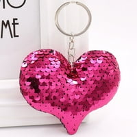 Sequin Love Heart Privjesak za ženska torbica Torba Charm Privjesak Privjesak za ključeve prstenaste boje srebro
