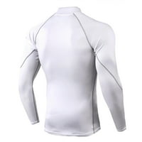 Muške uske sportske košulje Atletic Fit Solid Boja dugih rukava, pulover ovratnika na otvorenom visoko