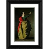 Francisco de Zurbarán Black Ornate Wood Framed Double Matted Museum Art Print pod nazivom - Saint Ursula