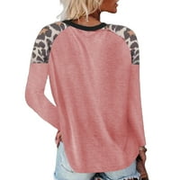 Ženski leopard Print pulover okrugli vrat dugih rukava Pulover casual labavi džep majica Tees