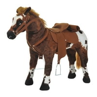 DokOlerska dječja plišana interaktivna vožnja konjskim igračkama sa zvukom - tamno smeđa bijela