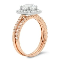 1. CT sjajan okrugli rezan originalni kultivirani dijamant VS1-VS J-K 14K Rose Bijelo zlato Halo Angagement Wedding Bridal Set Dizajnerski prsten BW Set 9.5