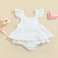 Kiapeise Toddler Baby Girls Ljeto odijelo Pamuk posteljina muha rukava haljina haljina vrhova višeslojni