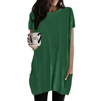 Ljetna odjeća za žene predimenzionirane vrhunske kratkih rukava casual labav puni gumb prema dolje sa džepom Army Green XXL