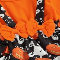 Wybzd Halloween Baby Girl Odeća s dugim rukavima Bundkin Romper Ruffle Tutu Bodysuit Trake za glavu narančasta 6- mjeseci