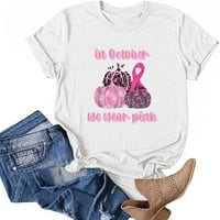 Jsaierl majice za dojke za žene ružičaste vrpce Grafičke majice Teen Girls kratkih rukava Dressy Ležerne