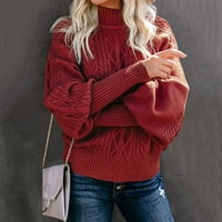 Džemper O-izrez Lanter dugih rukava Twist Teksture rebrasti džemper džemper Jumper Jesenska zima solidna boja labav toplo pulover Srednja odjeća